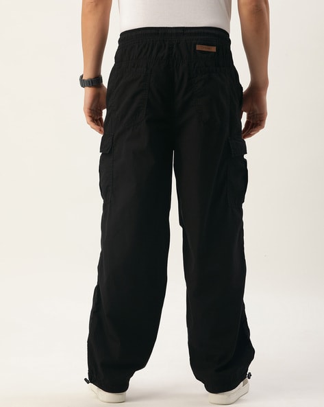 Men's Elastic Waist Contrast Drawcord Baggy Trouser | Boohoo UK