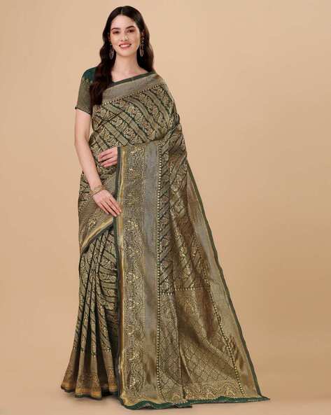 Khaddi Georgette Banarasi Saree - Antique Zari – The Crafts Banaras