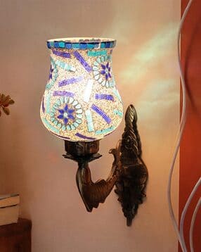 devansh Metal Fish Wall Lamp with Mosaic Glass-picture-24