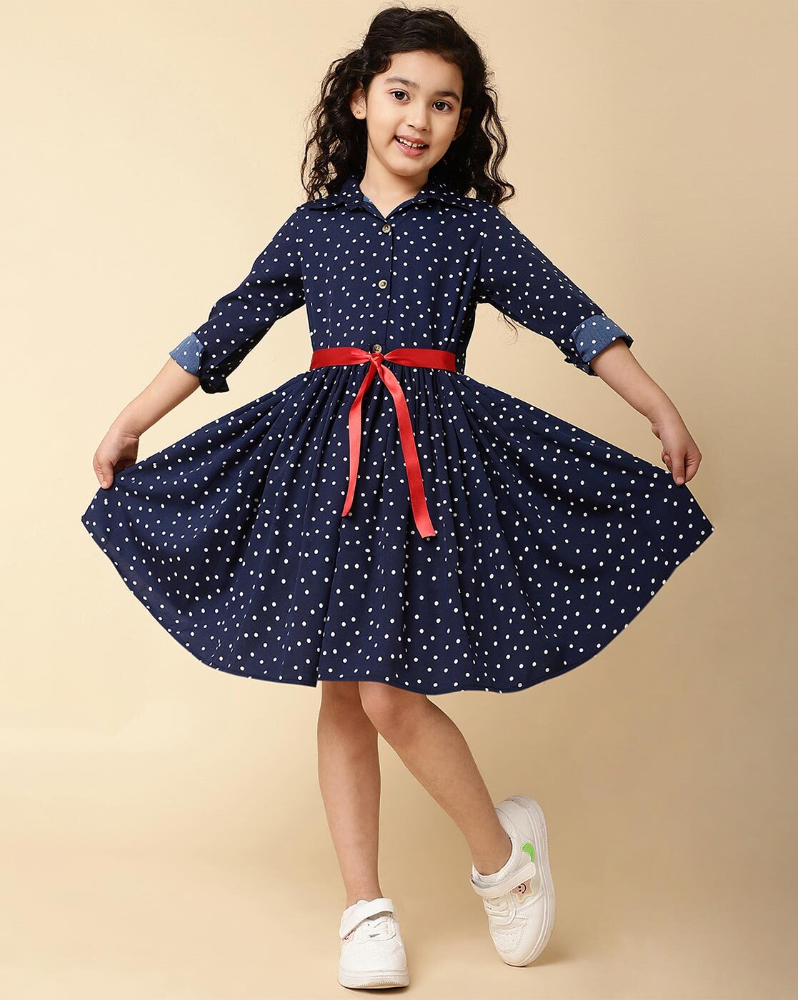 Girls navy polka deals dot dress