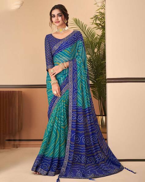 Buy Turquoise Blue Sarees for Women by REBOOT FASHIONS Online Ajio