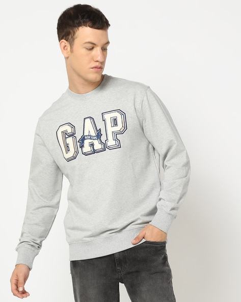 Gap Men Embroidered Crew-Neck Sweatshirt