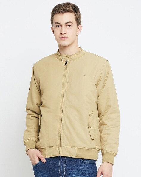 Beige MEN Slim Fit Bomber Jacket 2795345 | DeFacto