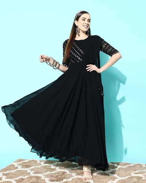 Wine Colour Latest Anarkali Gown Dress with Dupatta Online