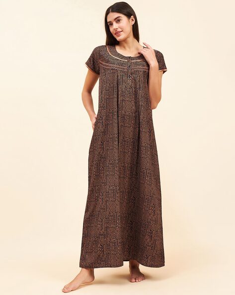 Buy MAHAARANI Women's Satin Plain/Solid Maxi Night Gown