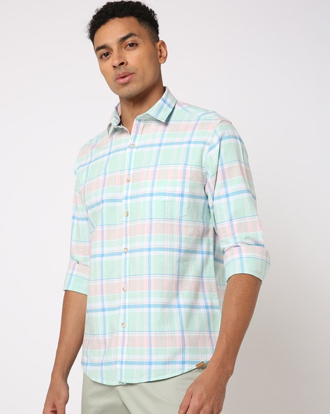 Men Checked Slim Fit Shirt