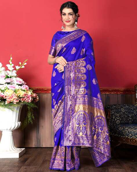 Buy Purple Katan Silk Banarasi Sari Online in USA with Zari Work – Pure  Elegance