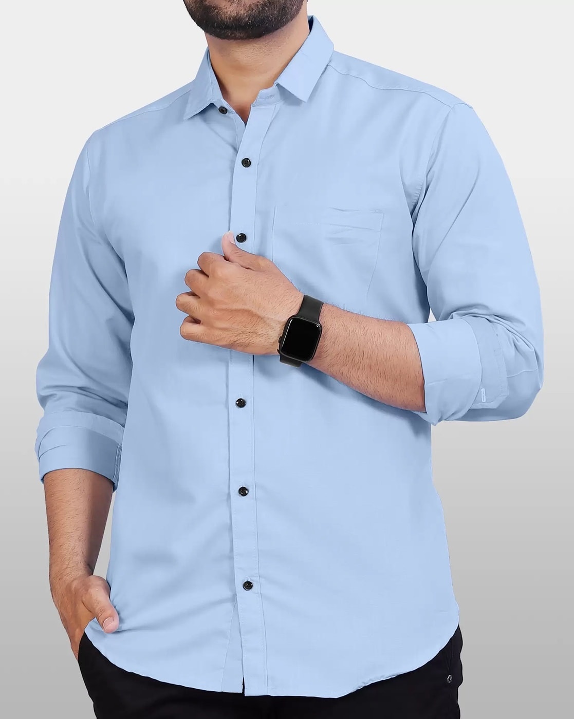 Men Regular Fit Shirt with Patch Pocket