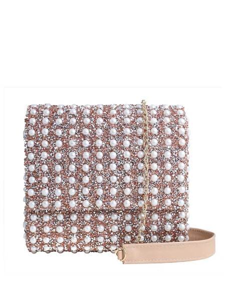 Rose gold embellished bag hot sale