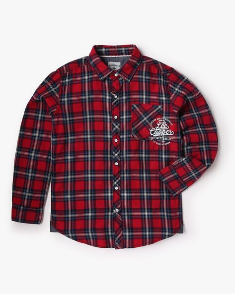 Lee Cooper Boys Checked Cotton Shirt