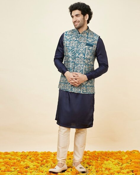 Buy MANYAVAR Jacquard Art Silk Regular Fit Men's Kurta | Shoppers Stop