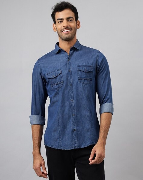 Buy Blue Shirts for Men by Mr Button Online