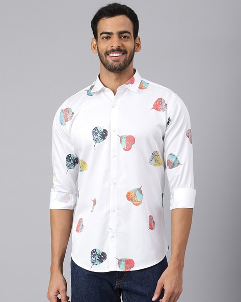 Mr Button Leaf Print Classic Shirt