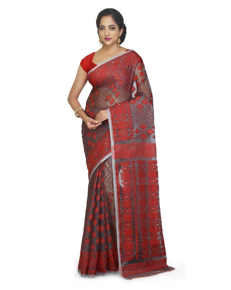 Woven Soft Dhakai Jamdani Saree Cotton Silk – Rebistore