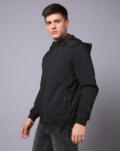 Buy Men's Black Full Sleeve Puffer Hoodie Jacket Online at Sassafras