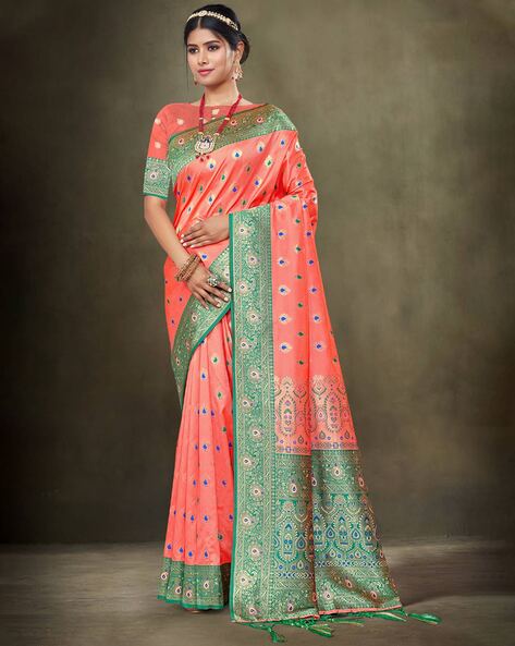 Rama Green Sequins With swarovski Work Vichitra Silk Saree