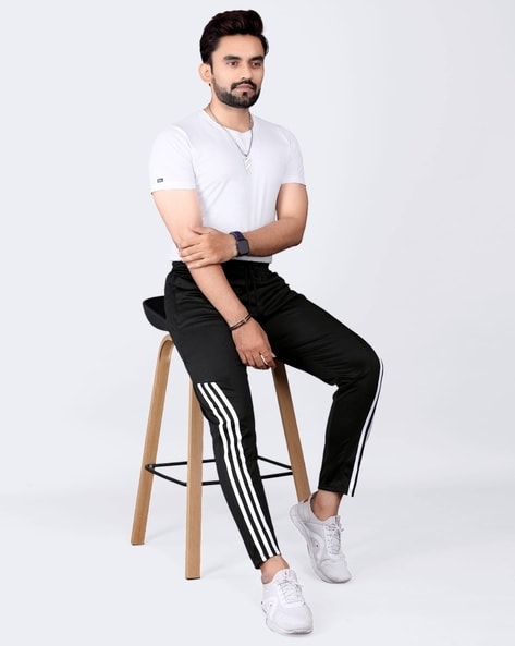 Men Straight Track Pants with Contrast Panel