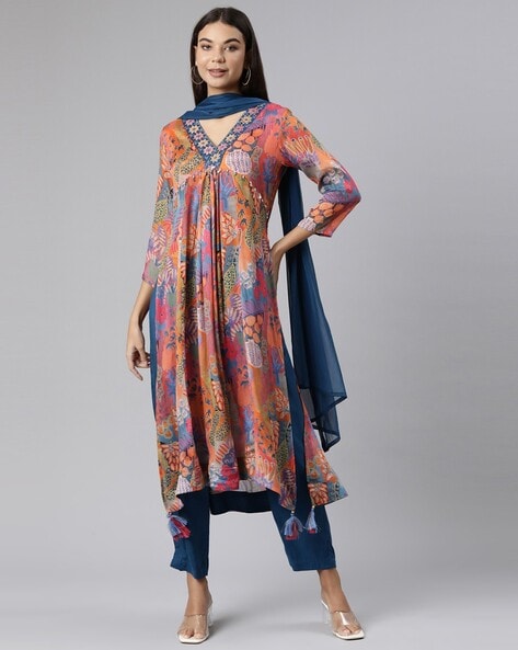 Neeru's Beige Color Georgette Fabric Kurta – neerus-india
