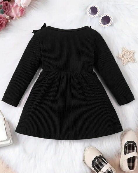 Embroidered Rayon Black Dress for girls