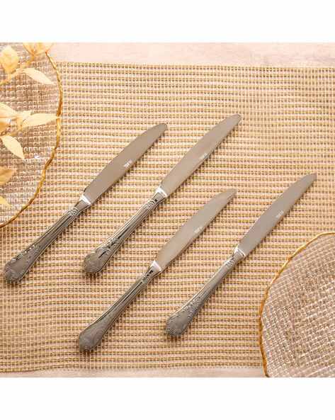Pure Home And Living Set of 4 Silver-Plated Stainless Steel Knives