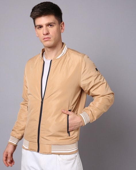 Maiden Noir Light Suede Bomber Jacket - Beige