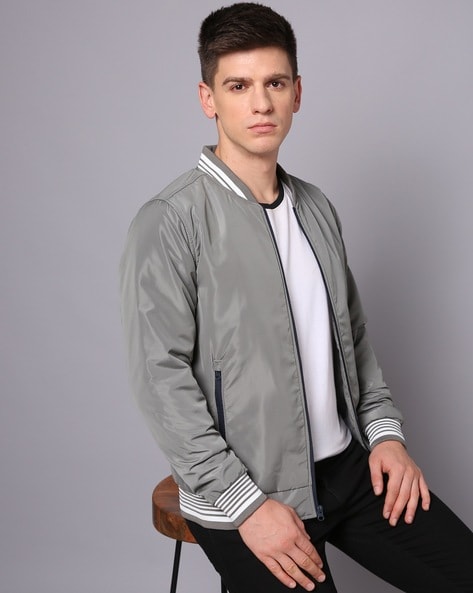 Light grey bomber hot sale jacket mens