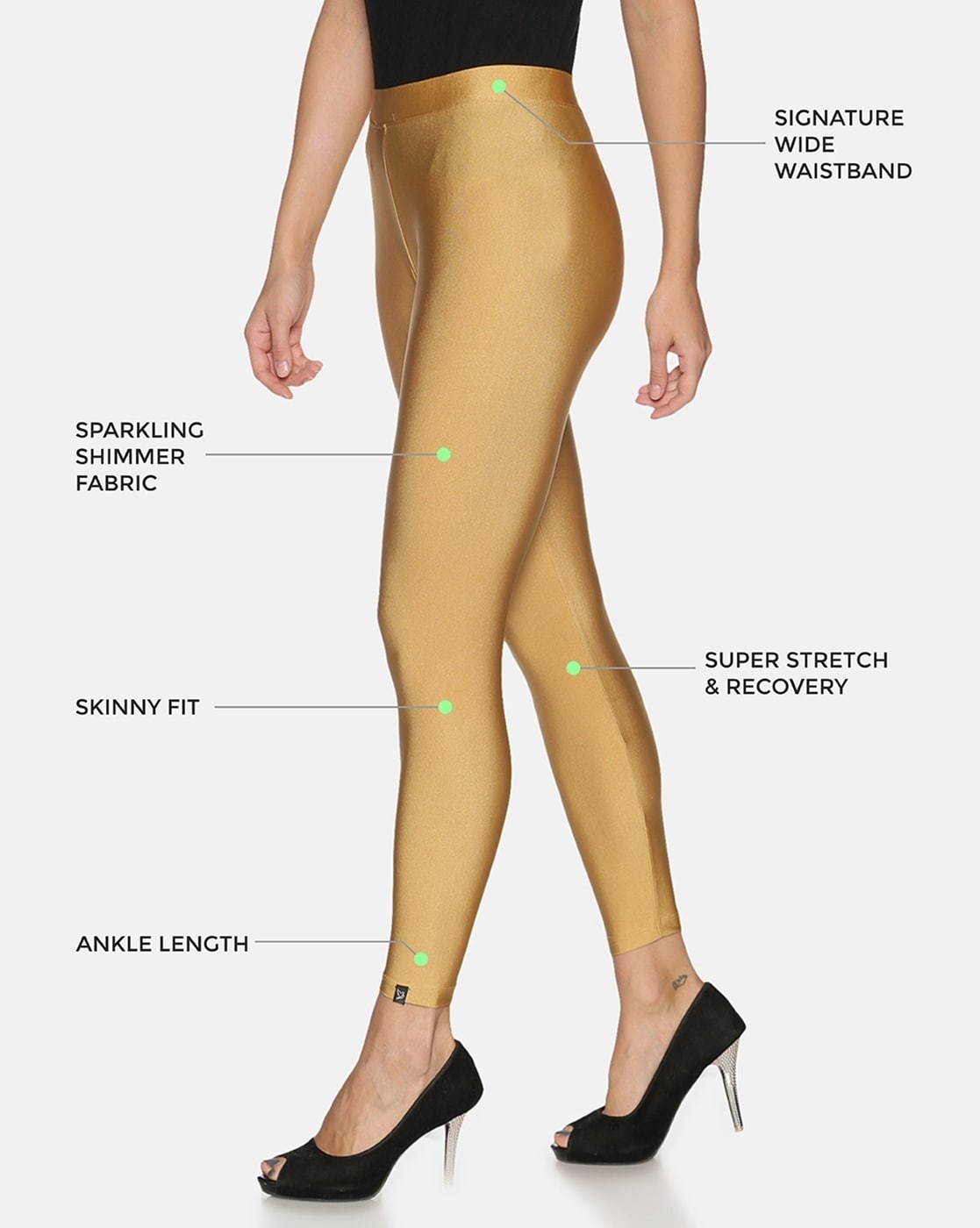 Twinbirds Gold Dust Women Ankle Length Shimmer Legging