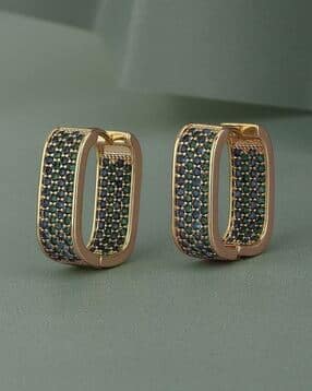 carlton london Women Gold-Plated American Diamond-Studded Hoop Earrings-picture-19