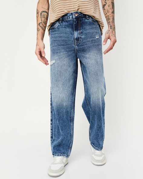 Washed Distressed Slim Fit Jeans