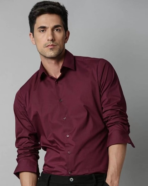 Maroon shirt mens best sale