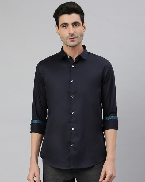 Buy Navy Blue Shirts for Men by Mr Button Online