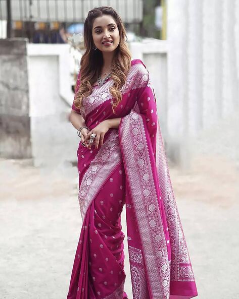 Buy Pink Sarees for Women by Indie Picks Online