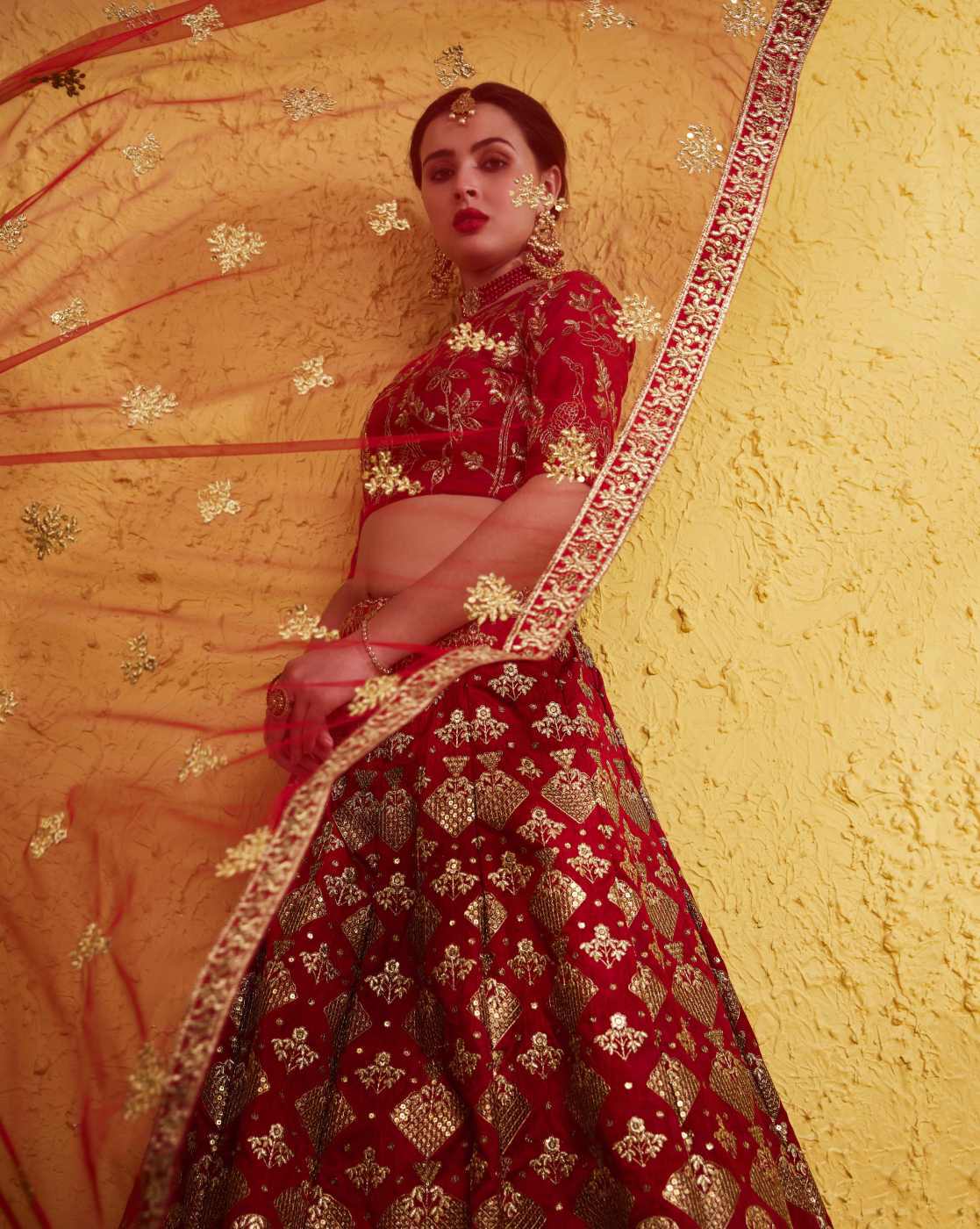 Golden Raw Silk Lehenga Choli with Lace Work - PCCEJ1902 from...