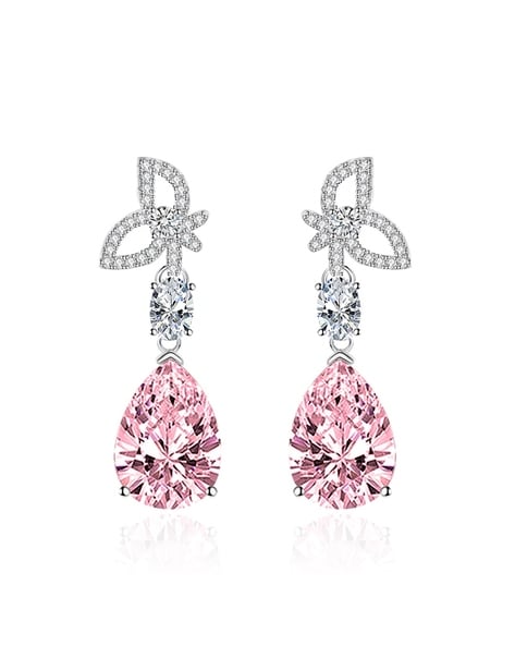 6ct Light Pink Diamond Pear Shape Drop Earrings – Rare Colors