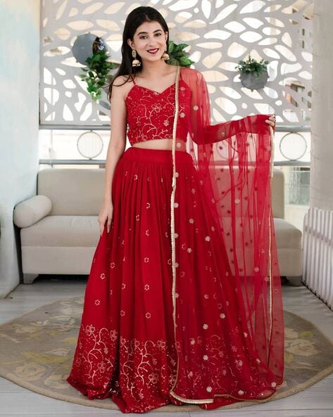 Buy Red Raw Silk Embroidered Lehenga Set For Women by Vvani by Vani Vats  Online at Aza Fashions.