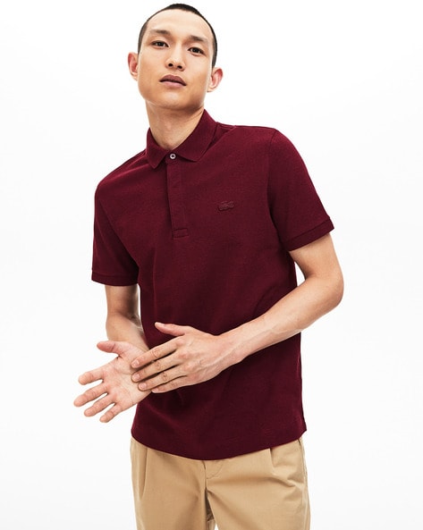 Burgundy lacoste t outlet shirt