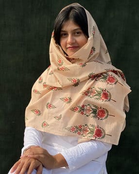 buta buti Women Floral Print Cotton Scarf-picture-38