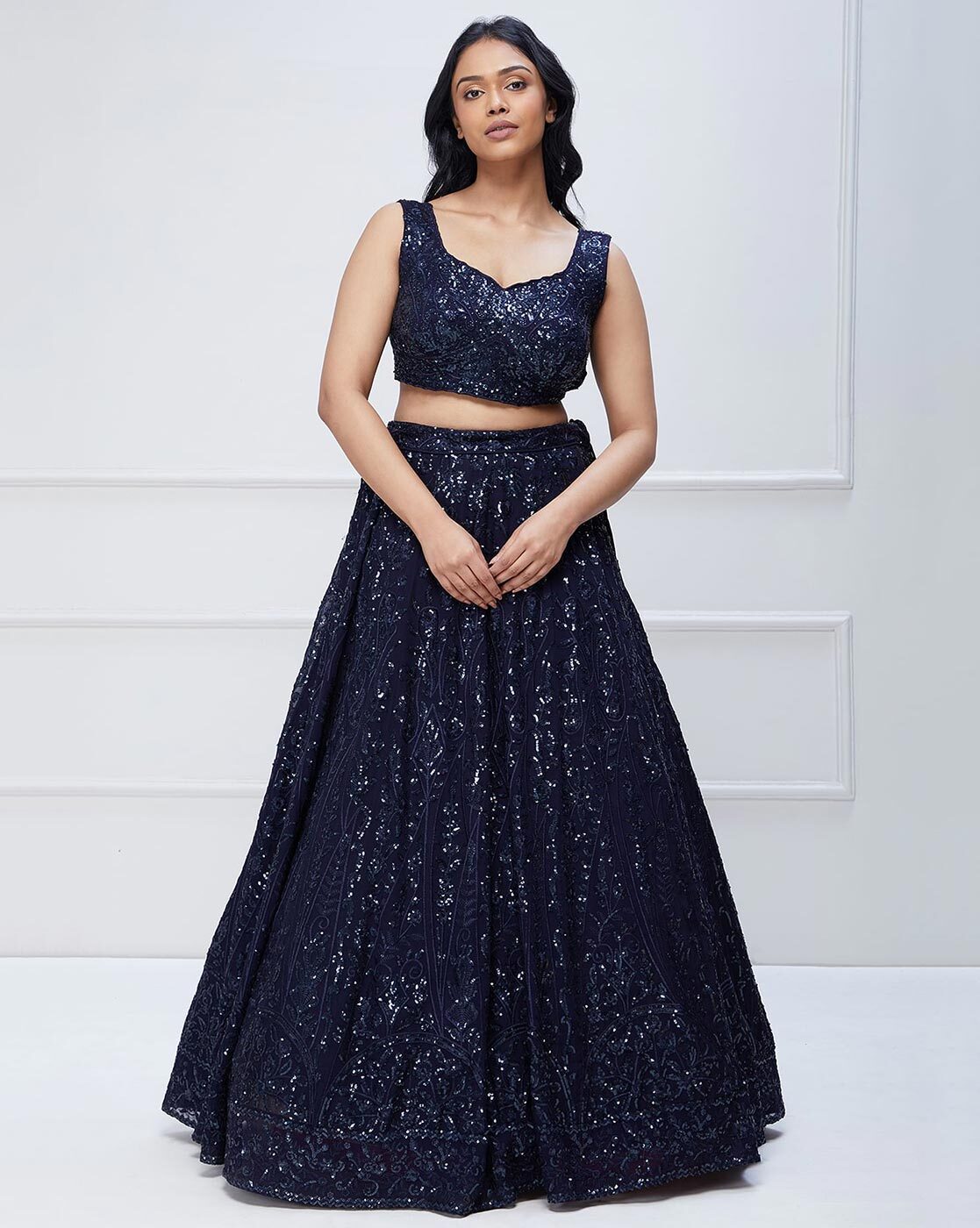 Buy Women's Blue Patola Banarasi Lehenga Set | Aditi Gupta