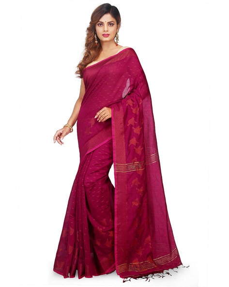 Buy CHARUKRITI Allover Rich Weaving Pink Jamdani Saree online | Jamdani  saree, Saree, Sarees online