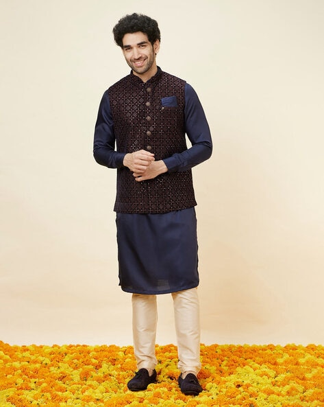 Buy Manyavar Blue Nehru Jacket on Snapdeal | PaisaWapas.com