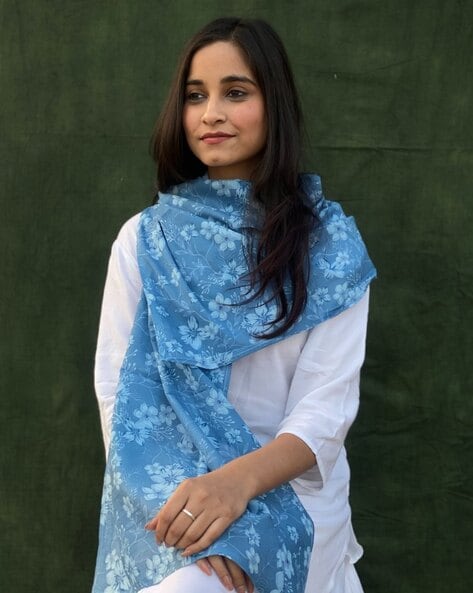 Women Floral Print Cotton Scarf Price in India