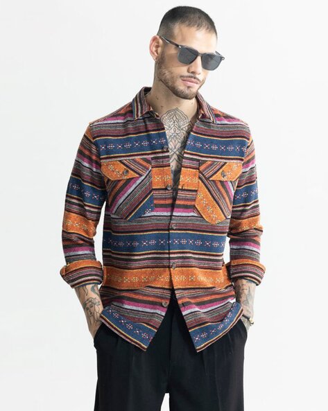 Gunny Tribal Print Regular Fit Shirt with Flap Pockets