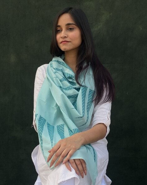 Women Leaf Print Cotton Scarf Price in India