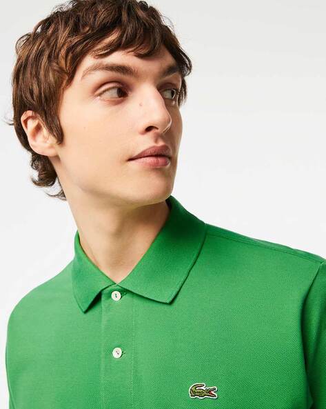 Green lacoste shop t shirt