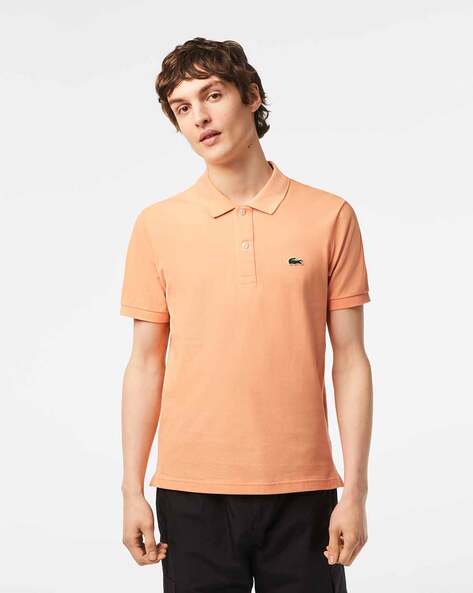 Orange lacoste sales t shirt