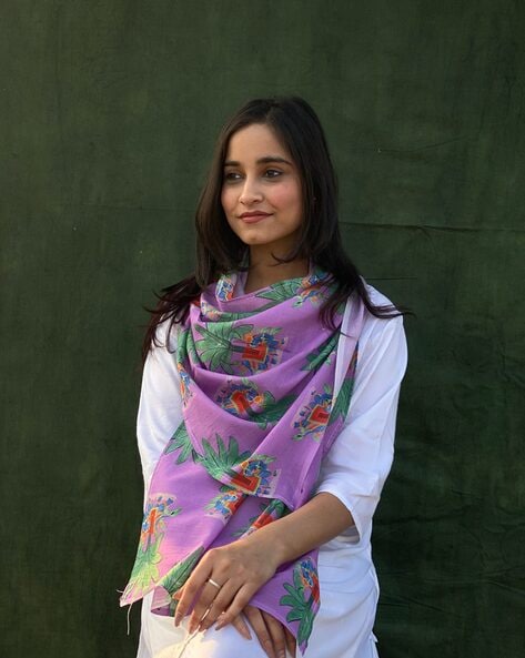 Women Graphic Print Cotton Scarf Price in India