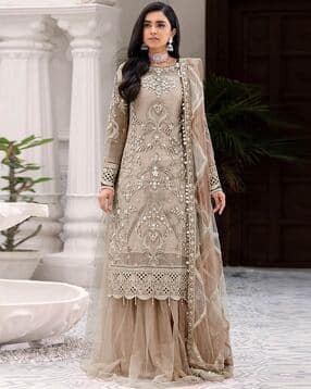 Women Embroidered 3-Piece Semi-Stitched Dress Material