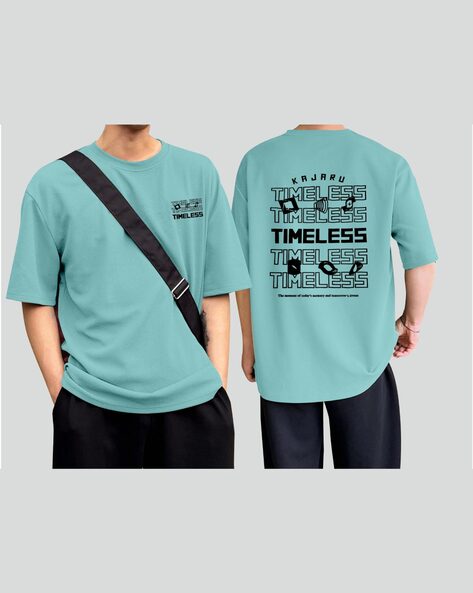 Men Typographic Print Oversized Fit T-Shirt