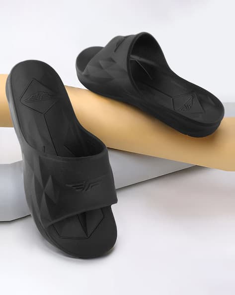 Men Logo Print Round-Toe Slides