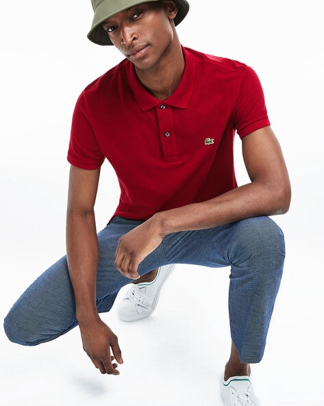 Polo lacoste rouge slim fit sale